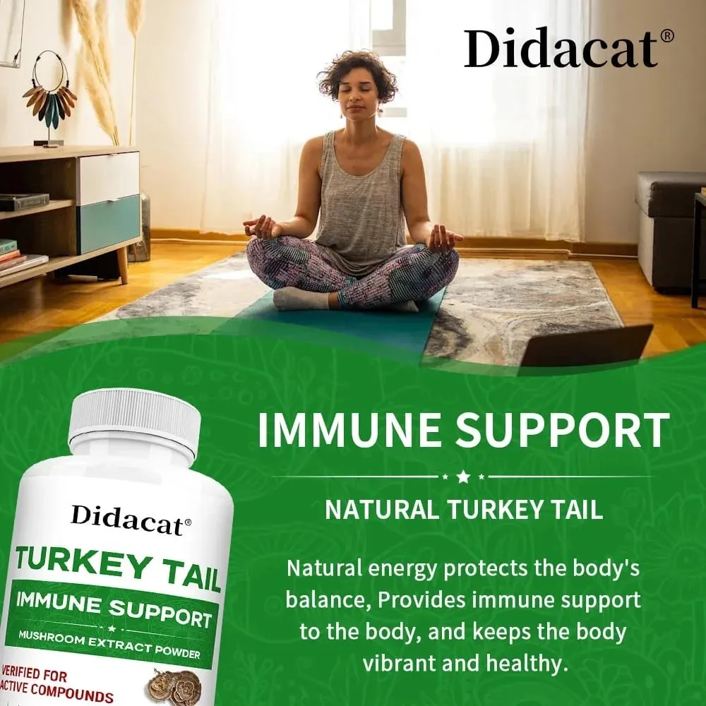 L'integratore di funghi coda di tacchino rafforza il sistema immunitario promuove la salute e la vitalità Vegano non OGM 120 capsule — image 2