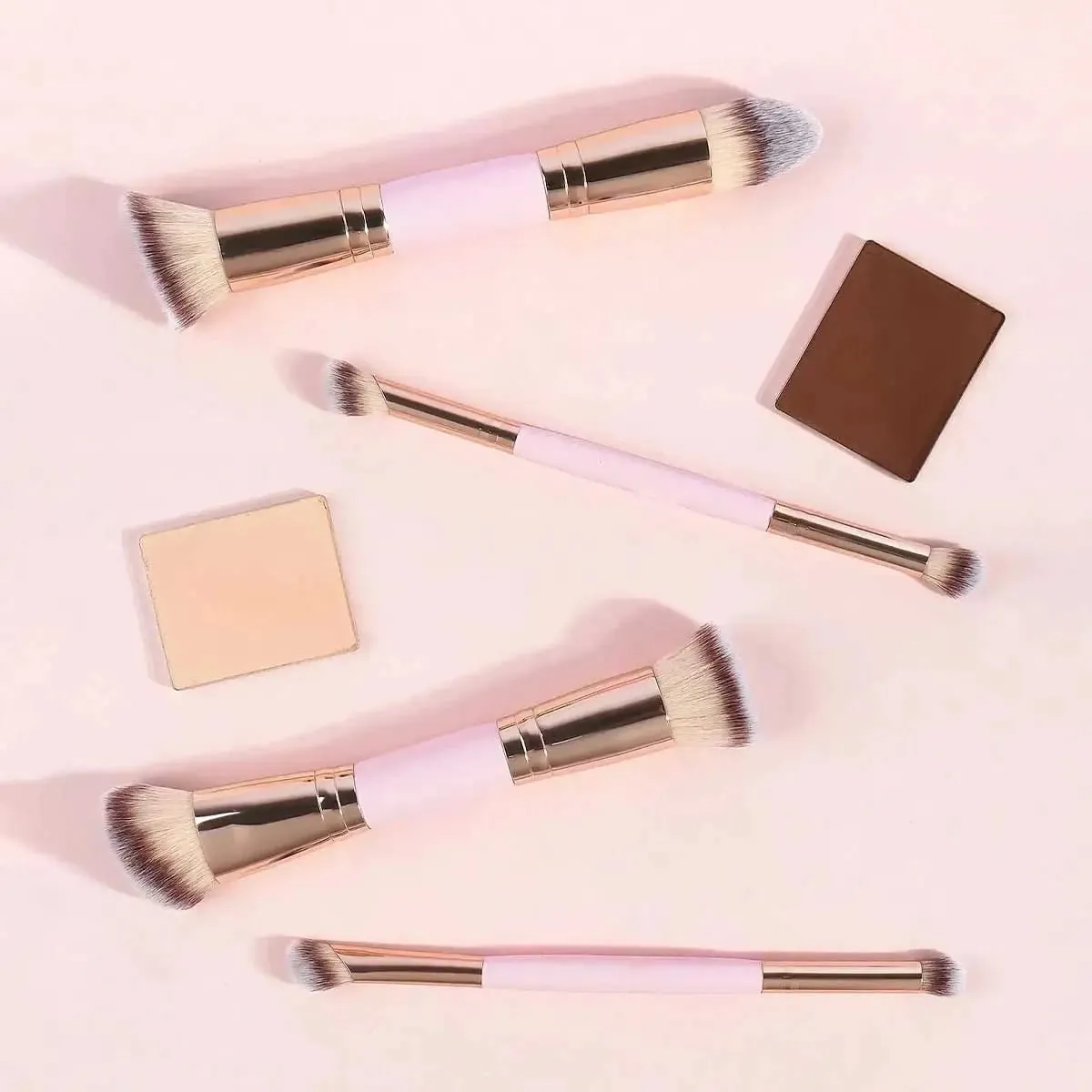 4Pcs Dual-Ended Makeup Brush Set Soft Synthetic Bristles Foundation Blush Powder Eyeshadow Brushes Portable Cosmetic Tools for — image 2