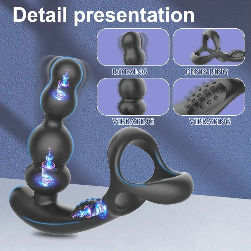 Fernbedienung Männliches Prostata-Massagegerät Vibrator 360°Drehbares Spielzeug Vibrator Ring Plugs Masturbator Dildo Anal Butt Sex Plug Tragbar — image 3