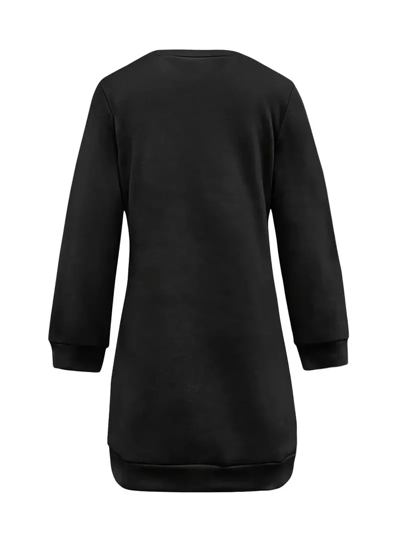 Damen-Frühlings- und Herbstmode, einfarbig, einfach, für den Alltag, zu Hause, vielseitig, elegant, langärmelig – maschinenwaschbar — image 3