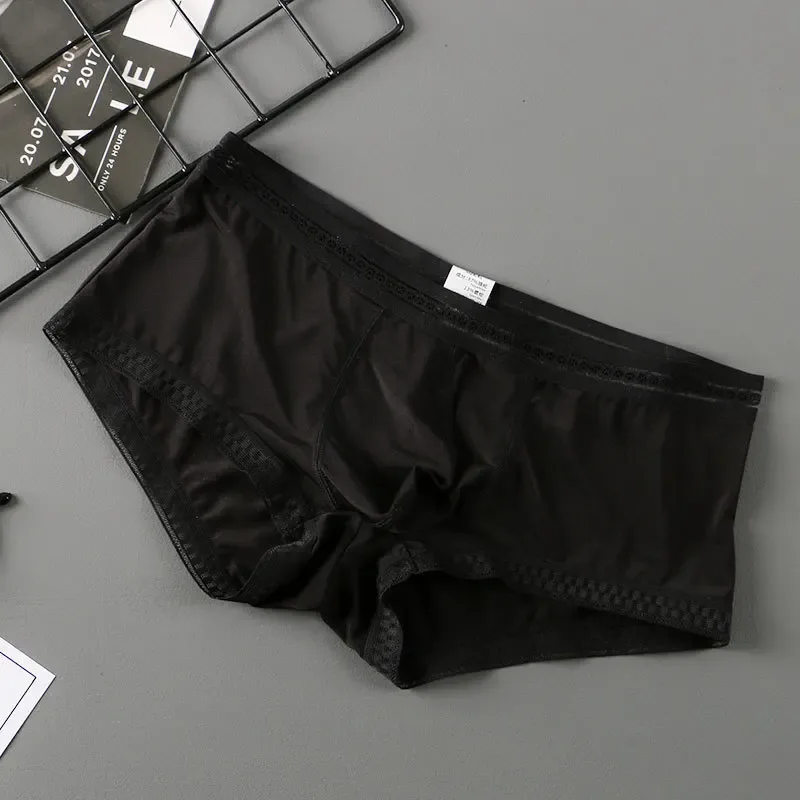 Hot Selling Ice Silk Men Underwear Seamless Transparent Boxer Shorts Ultra-thin Breathable Comfortable Panties Underpants — image 5