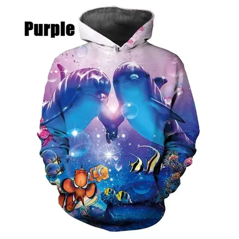 Gran oferta, sudaderas con capucha con estampado 3D de delfines, pulóver informal, sudaderas para hombres y mujeres, ropa de calle, sudaderas con capucha de gran tamaño para niños — image 2