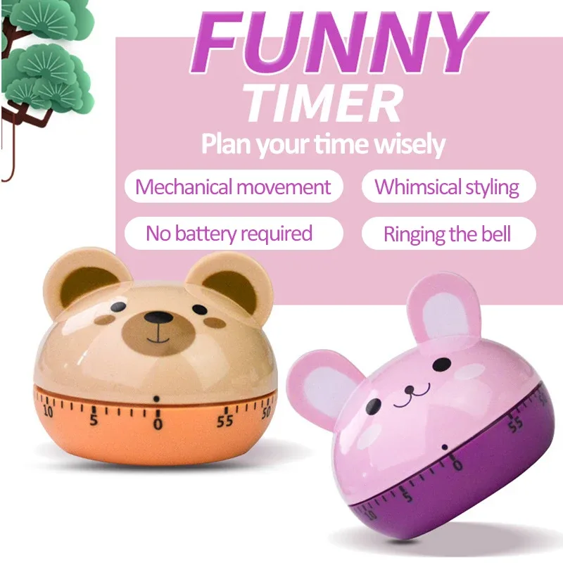 Mechanischer Küchentimer mit Cartoon-Tiermuster, Kochalarm, Countdown-Timer — image 2