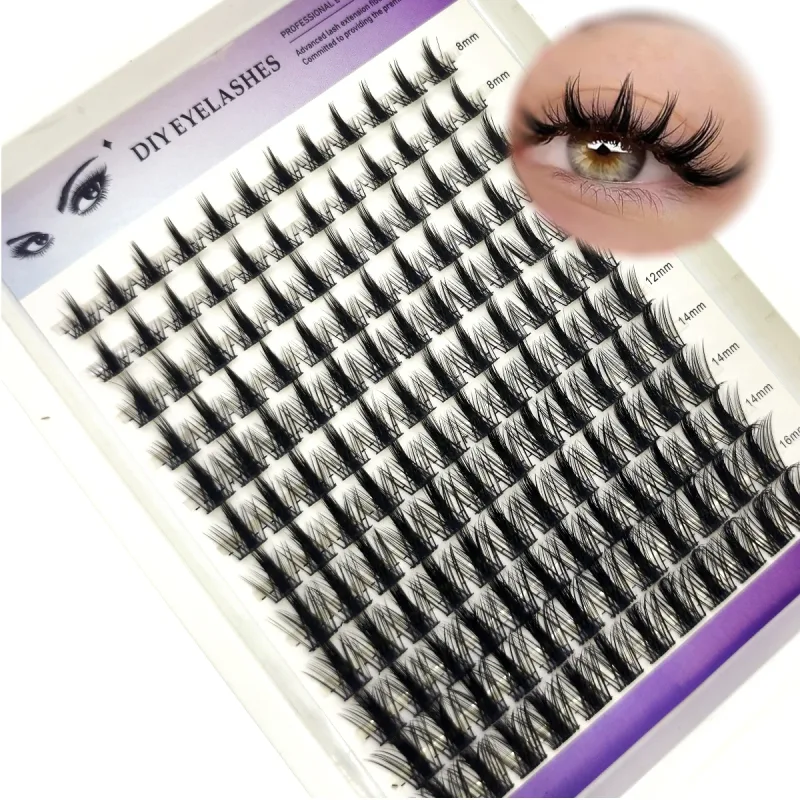 12 file Fai Da Te Cluster Ciglia 8-16mm Cat Eye Lashes Fascia Invisibile Premium Visone Manga Lash Cluster Stile Naturale Cils Finti