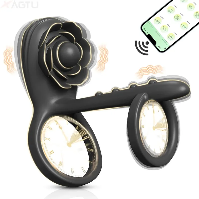 APP Control טבעת זין רוטטת טבעת לפין לגברים דגדגן ממריץ ויברטור לנשים עיכוב שפיכה צעצוע מין לזוגות — image 8
