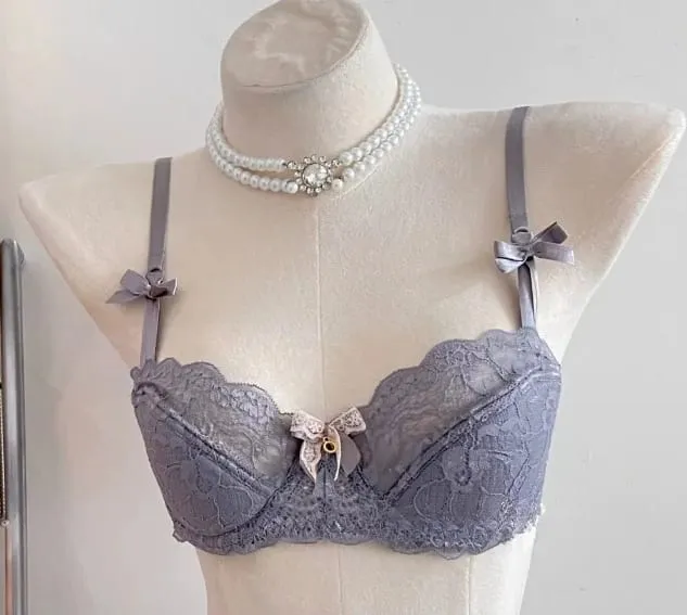 Popular Pure Desire Lace Bra Set 32‑38AB Underwire Large Bust Minimizer Push Up Side Support Lingerie For Young Girls Daily Wear