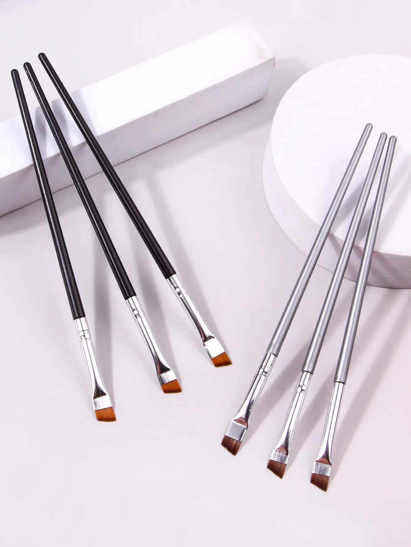 6 adet ince Eyeliner makyaj fırçası seti ince astar fırçaları profesyonel açılı kaş fırçası yüksek kaliteli kaş kontur makyaj aracı