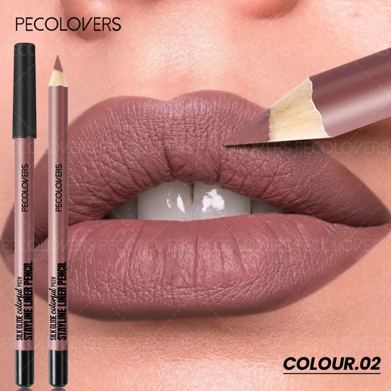 Matte Lipliner Kontur Bibir Belakang Kedua Bibir Gebu dan Menawan Tidak Mengeringkan Kosmetik Bibir Kalis Air Sesuai untuk Pemula — image 9