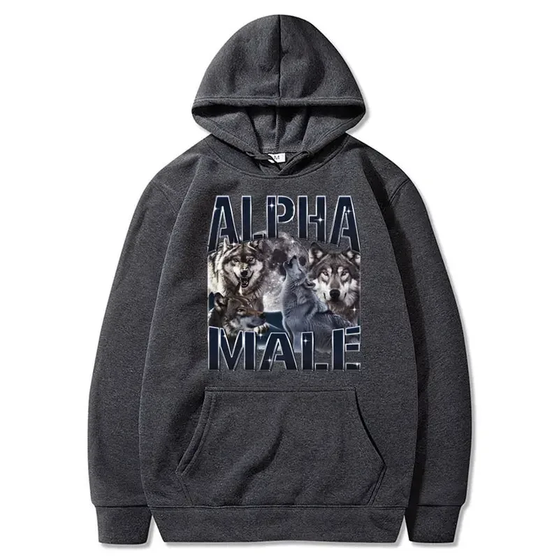 Wolf Pack Hoodie Unisex Alpha Male Moon Funny Retro Vintage Aesthetic Cool Trendy Oversized Casual Sport Sweatshirts — image 6