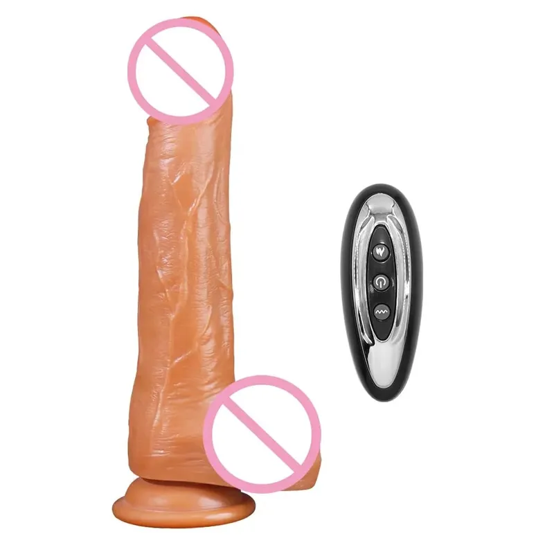 Teleskopopvarmning Realistisk Dildo Vibrator Fjernbetjening Big Penis Massager Vaginal Anal Onani 18 Voksen Sexlegetøj Kvinder — image 10