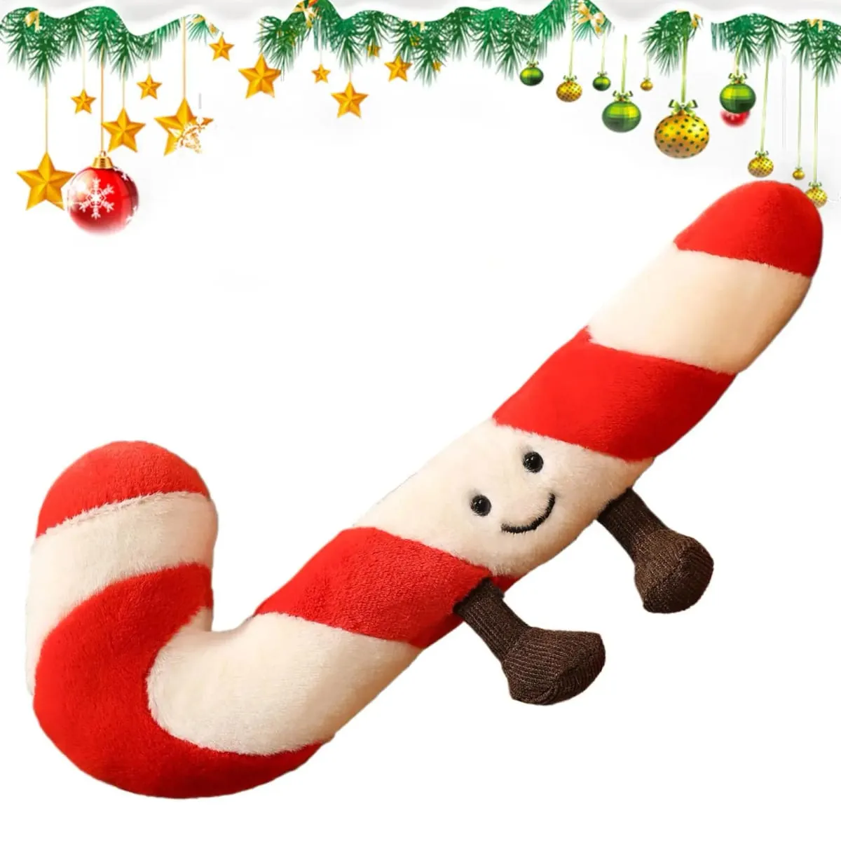 Candy Cane Bantal Baling Krismas 12 Inci - Bantal Hiasan Perayaan untuk Dewasa Kanak-kanak Bilik Tidur Ruang Tamu & Pengapit Stok