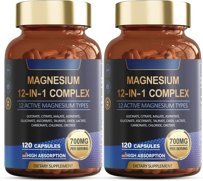 Magnesium Capsule Contain Glycinate Citrate & Aspartate Etc Complex Supplement Relaxation Muscle Heart Health Support 120 Count — image 9