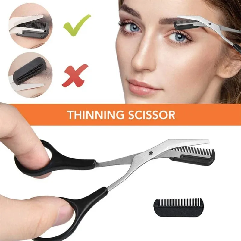 2023 Nuovo Trimmer Sopracciglia Set Forbici Pinzette Rasoio per sopracciglia Raschiando Pettine per sopracciglia Rasoio Clip per sopracciglia Set di strumenti per il trucco — image 5