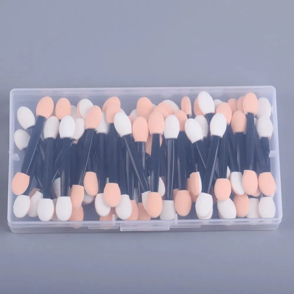 50/100/200/300/500PCS Dual ด้านอายแชโดว์ฟองน้ำ Applicators พร้อมคอนเทนเนอร์ความยาวแปรงอายแชโดว์แต่งหน้า Applicator — image 6