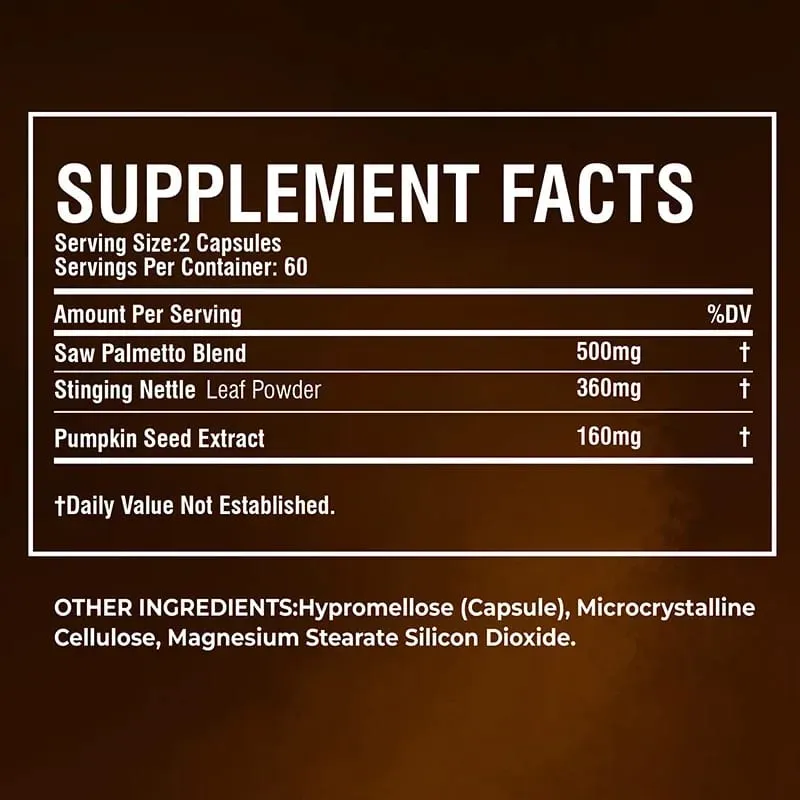 Saw Palmetto Capsules - with Stinging Nettle + Pumpkin Seed Supports Urinary and Prostate Health Improves Sleep Non-GMO — image 2