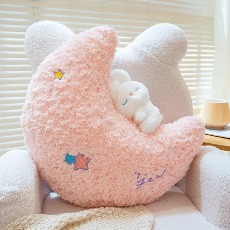 45cm Kawaii Kissen Kaninchen Cartoon Sterne Mond Kissen Kissen Kreative Glück Weiche Familie Plüsch Spielzeug Sofa Home Decor plüsch Kissen