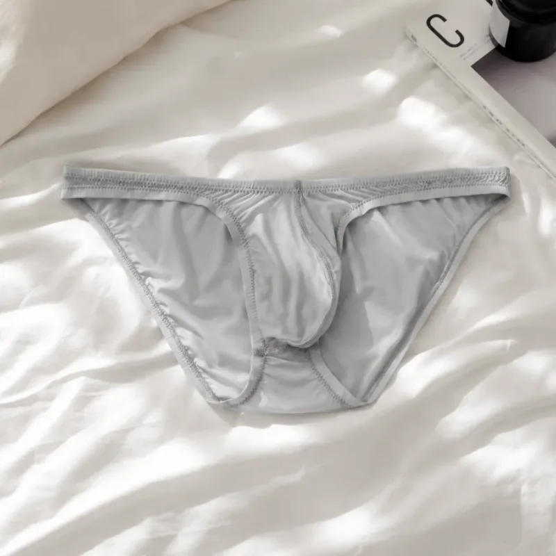 Slip respirant taille basse en soie glacée, Lingerie transparente, slip de Bikini en maille Ultra-fine, culotte Triangle pour hommes, été — image 10