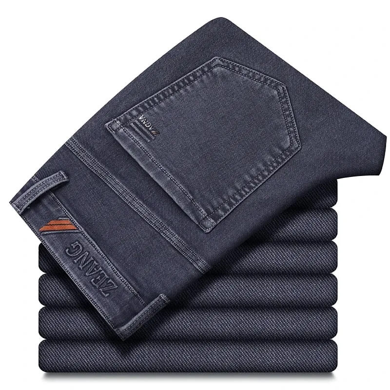 Klasické rovné pánské strečové džíny Lyocell Bavlna Pohodlné Měkké Ležérní Denim Kalhoty Jarní Podnikání Pracovní Šedé kalhoty