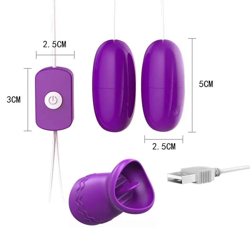 Dua Bola Vibrator Lidah Jilat Bergetar Lompat Telur Perangsang Kelentit Produk Dewasa Mainan Seks Untuk Wanita Melancap Wanita