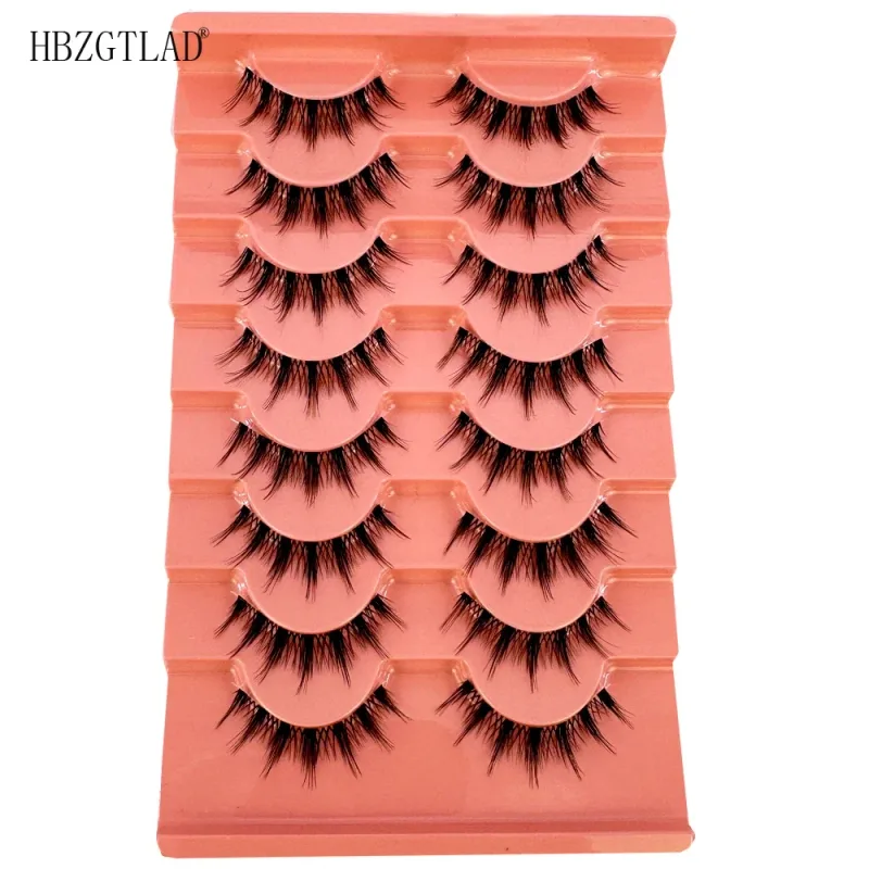 7/8 Paar Katzenaugen-Wimpern, Manga-Wimpern, 3D-Wimpern mit klarem Band, natürlich, halbe Wimpern, verlängerte Nerz-Wimpern, flauschige Wimpern — image 30