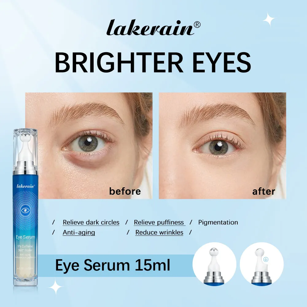 เซรั่มบำรุงรอบดวงตาคาเฟอีน 5% พร้อมลูกนวด 360 ° Under Eye Roller Cream สำหรับความหมองคล้ำและอาการบวมลดริ้วรอยริ้วรอย — image 3