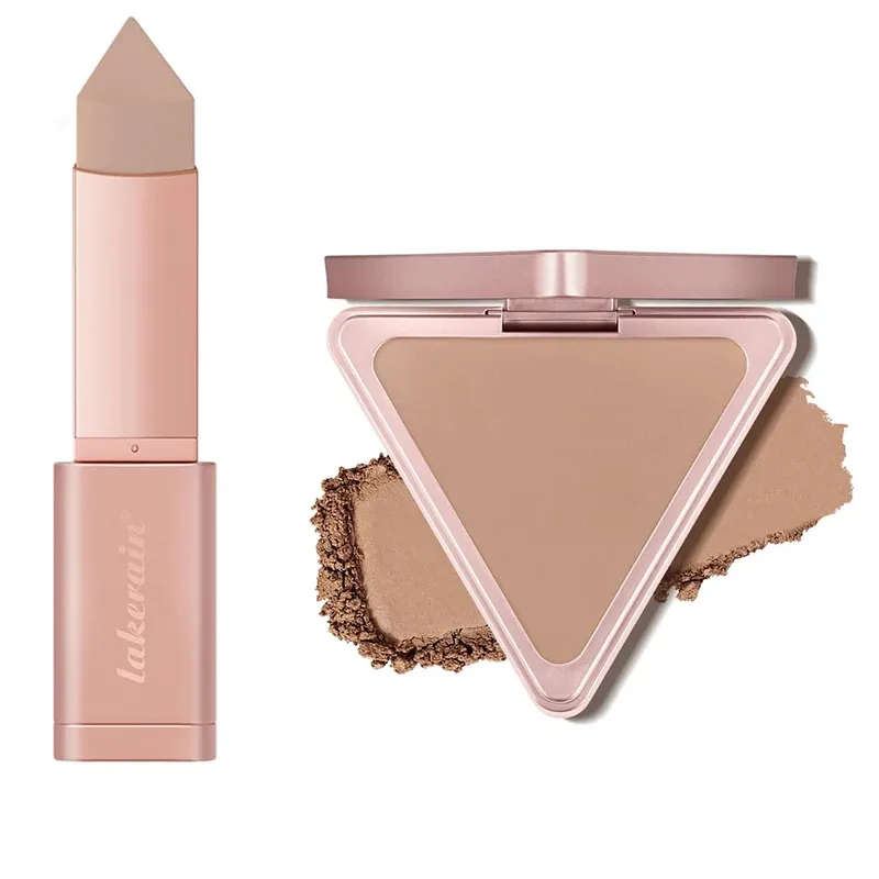 Paleta de ajuste de bronceador mate, barra bronceadora en crema en polvo para sombreado de contorno facial, efecto de maquillaje de larga duración, agua, 2 uds. — image 8