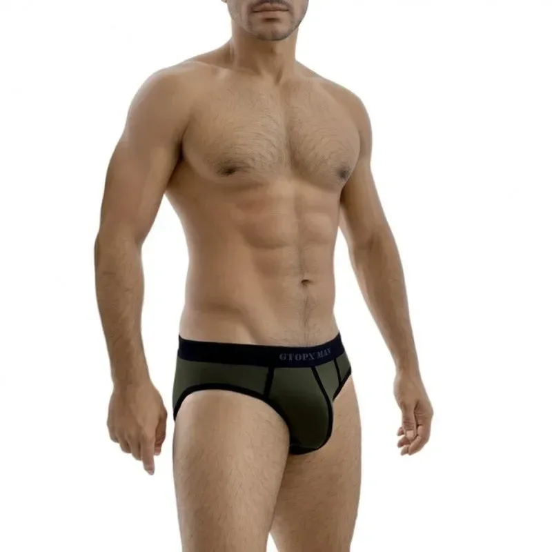 Sexy Men Underwear U Convex Pouch Single-layer Cotton Briefs for Men — image 4