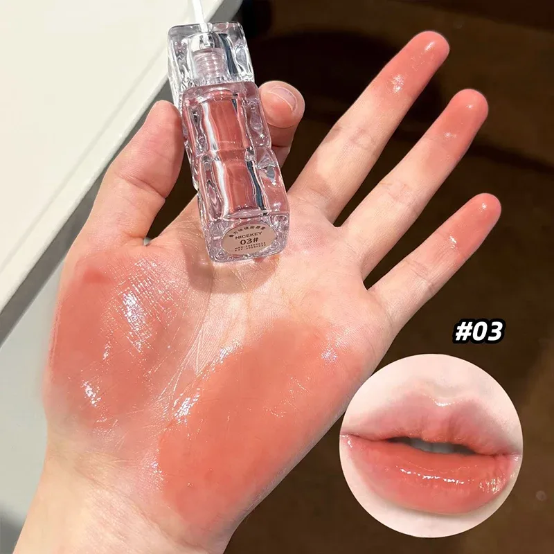Brillant à lèvres miroir aqueux, hydratant durable, facile à porter, vernis à lèvres en verre d'eau, teinte rouge Sexy, cosmétiques — image 10