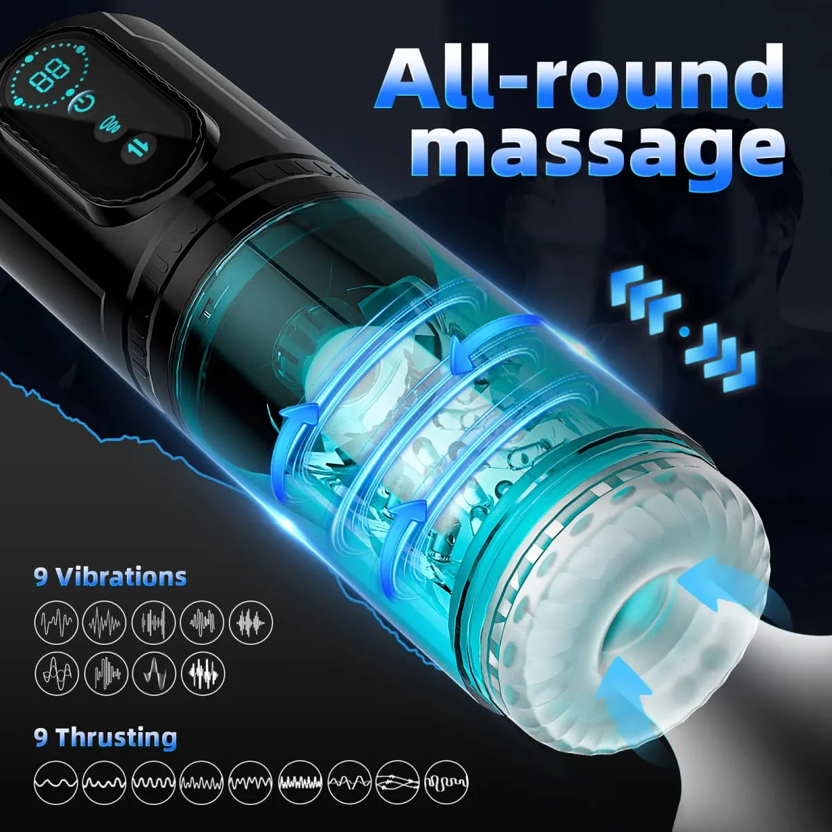 Automatic Male Penis Pump with 9 Sucking Thrusting Rotating Modes 3D Realistic Adult Men Sex Toy Machine Blowjob Stroker — image 3