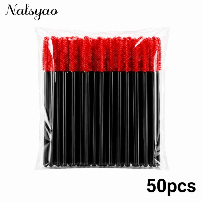 50 Pcs 일회용 실리콘 마스카라 스틱 애플리케이터 속눈썹 연장 메이크업 도구 눈 속눈썹 브러쉬 속눈썹 메이크업 브러쉬