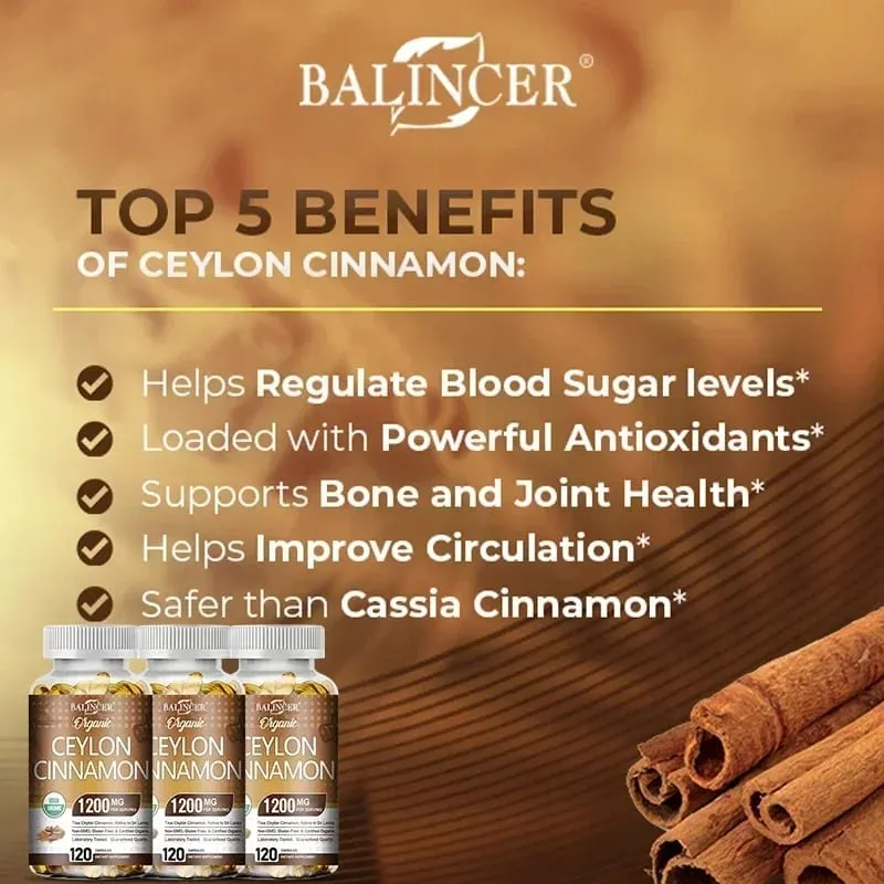Organic Ceylon Cinnamon Supplement - Antioxidant Immune System Cardiovascular and Gastrointestinal Health Non-GMO Gluten-Free — image 4