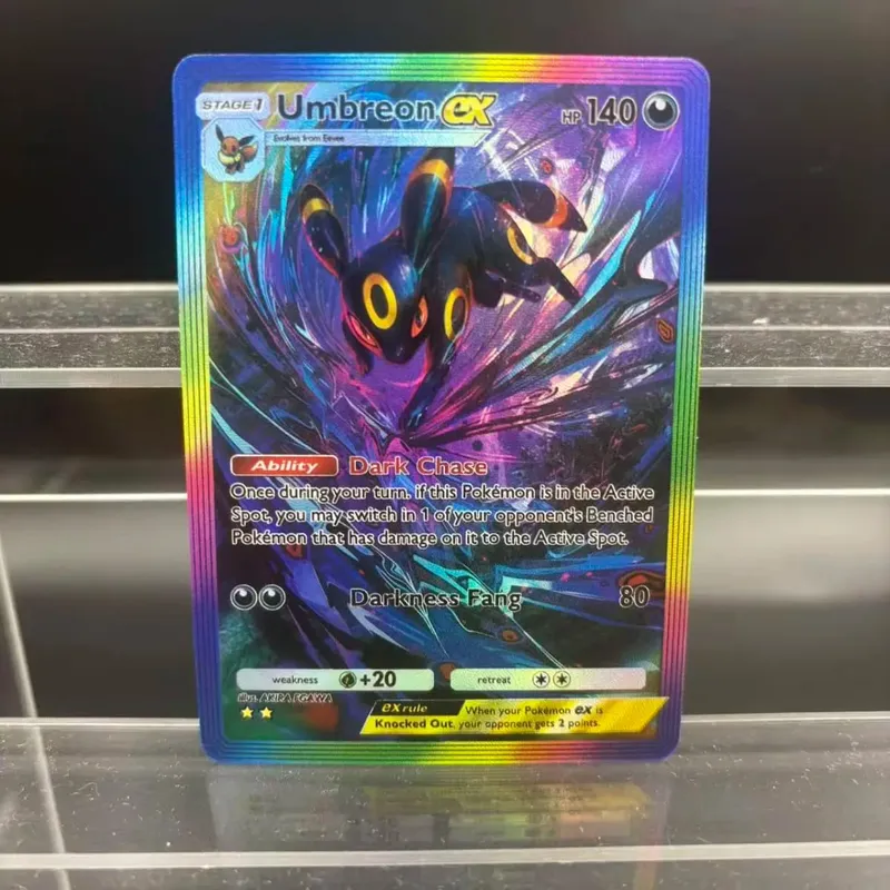 DIY 포켓 컬렉션 카드 Umbreon Espeon ex 자기 제작 단일 카드 클래식 게임 애니메이션 카드 선물 장난감 — image 3