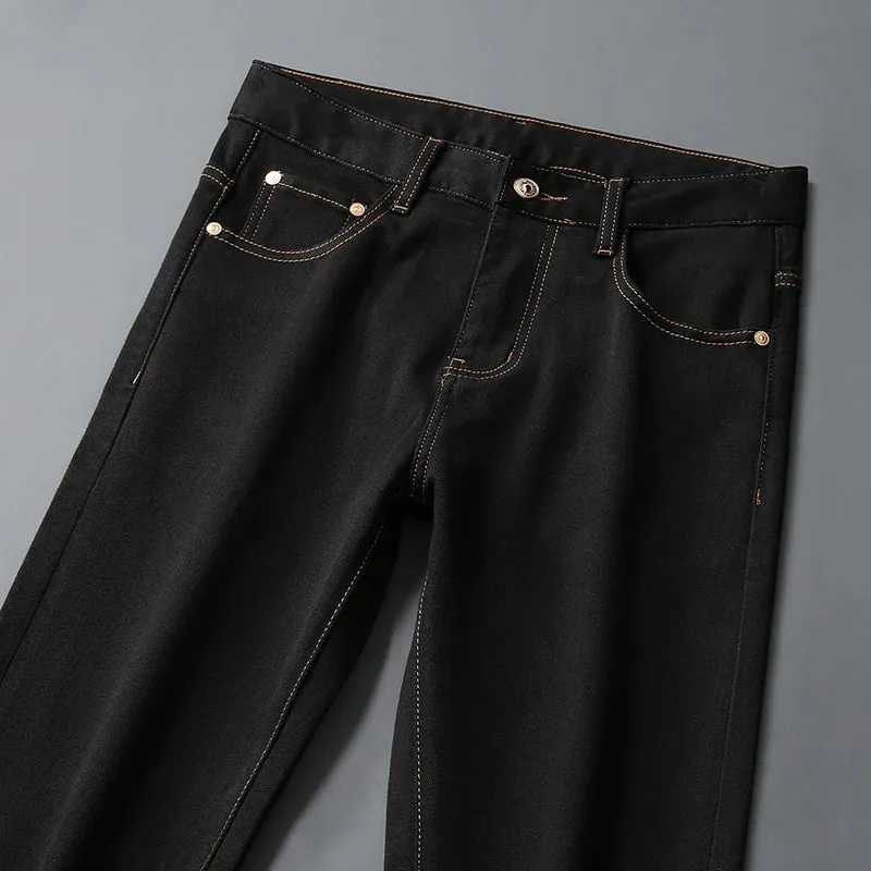 2026 männer Schwarze Jeans Herbst Neue Ankunft Exquisite Stickerei Stretch Slim Fit Mid-Taille Vielseitig Casual Lange Hosen — image 3