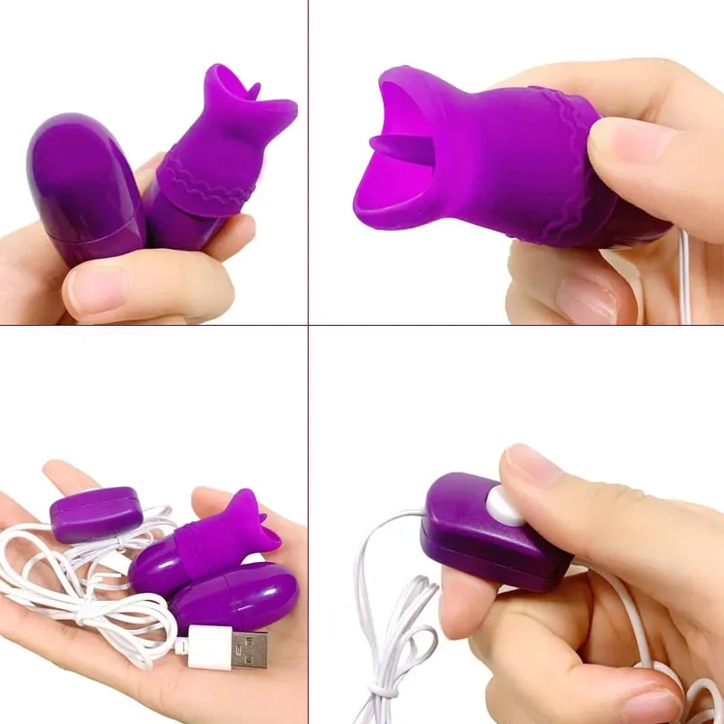 Dua Bola Vibrator Lidah Jilat Bergetar Lompat Telur Perangsang Kelentit Produk Dewasa Mainan Seks Untuk Wanita Melancap Wanita — image 6
