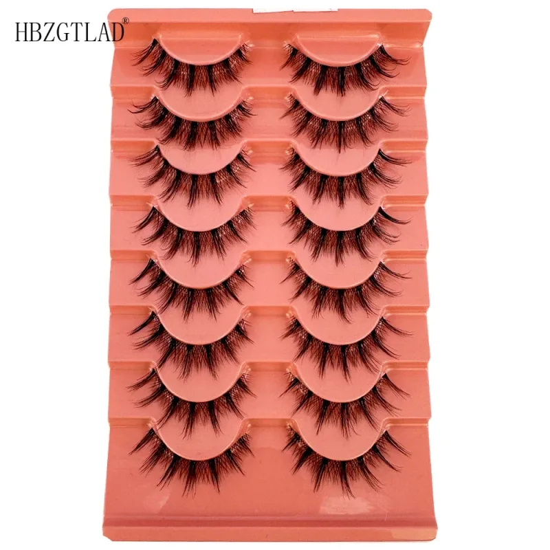7/8 Paar Katzenaugen-Wimpern, Manga-Wimpern, 3D-Wimpern mit klarem Band, natürlich, halbe Wimpern, verlängerte Nerz-Wimpern, flauschige Wimpern — image 13
