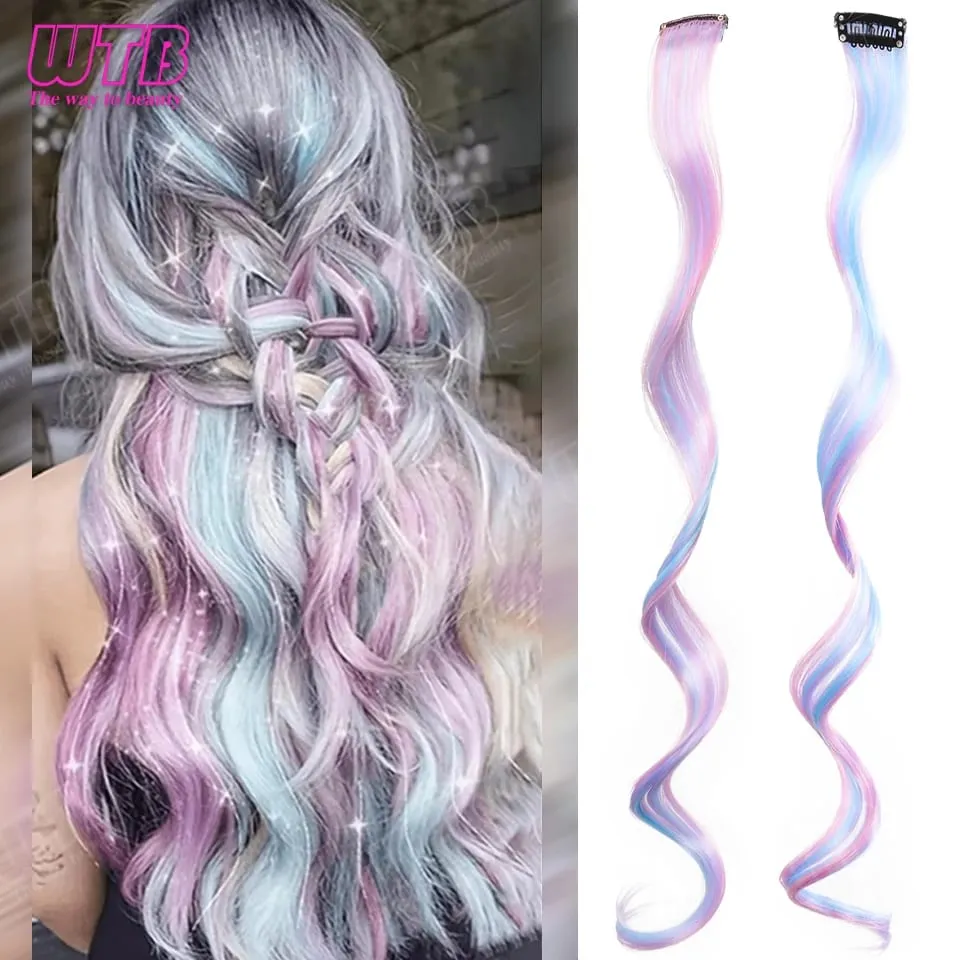 60cm Synthetic Wig BB Clip Style Colored Hair Extension with Laser Wire Suitable for Women Girls to Wear at Holidays and Parties — image 9