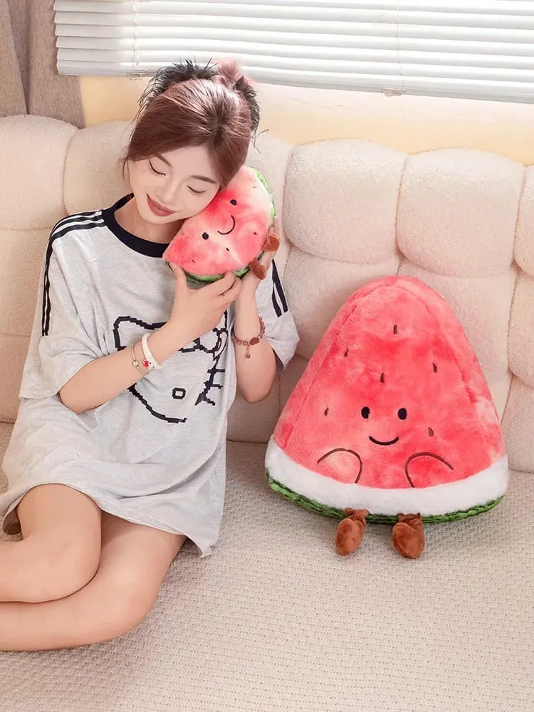23/45 cm carino fetta di anguria peluche cuscino viso sorridente carino triangolare frutta cuscino rosso con gambe peluche decorazione regalo — image 7