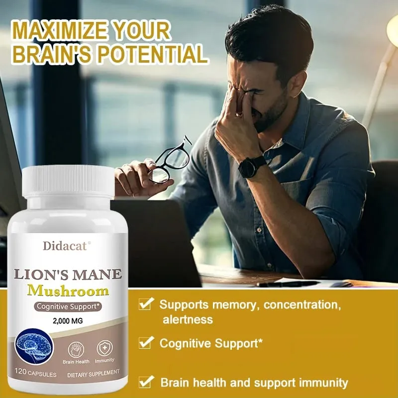 Lions Mane Brain & Focus อาหารเสริม - แคปซูลสารสกัดจากผงเห็ด - ไม่ใช่จีเอ็มโอและปราศจากกลูเตนเพื่อปรับปรุงสุขภาพทางปัญญา — image 6