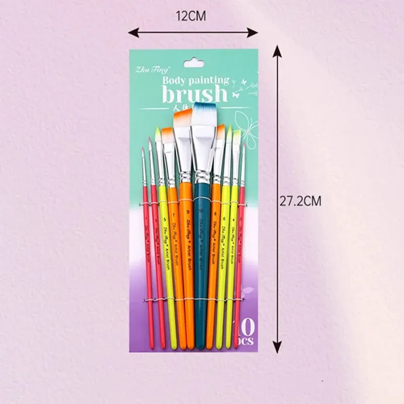 10 ชิ้น Professional ภาพวาดชุดแปรงขนแปรงไนลอนสำหรับ Stage แต่งหน้ากลีบโดมเคล็ดลับ Art แต่งหน้าเครื่องมือ — image 8
