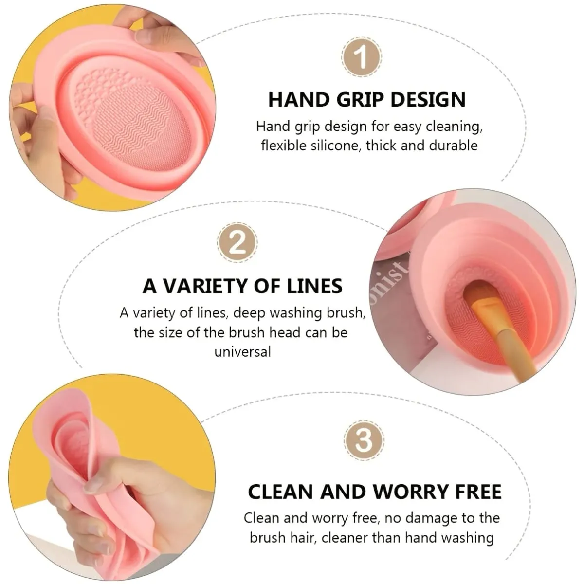 Bol de nettoyage de brosse de maquillage pliable en Silicone, épurateur texturé pour brosses bouffantes, éponges, outil de lavage de voyage Compact — image 6