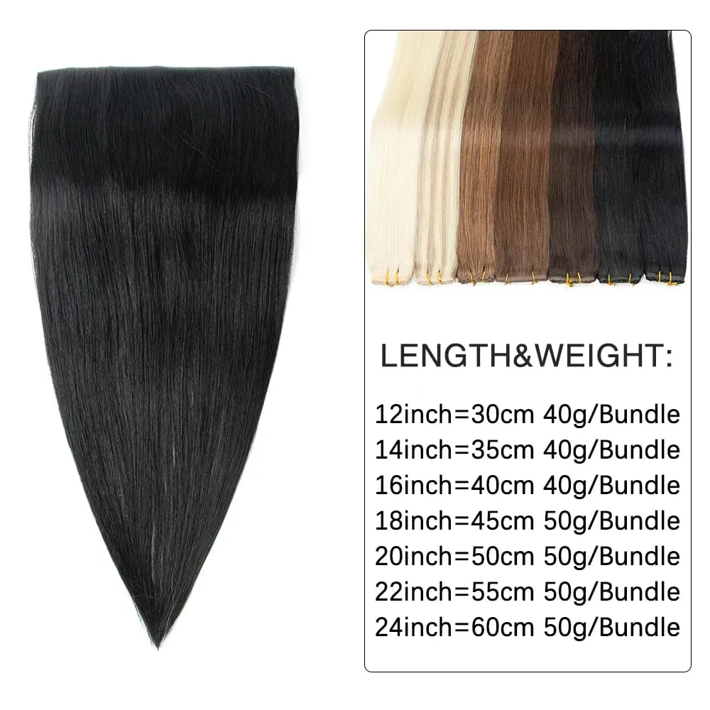 ผีเสื้อ Weft ต่อผมมนุษย์ผมที่มองไม่เห็นแบน PU พร้อม TWIN แท็บ Weft 12-24 นิ้ว microlink การประยุกต์ใช้ 40-50g — image 4