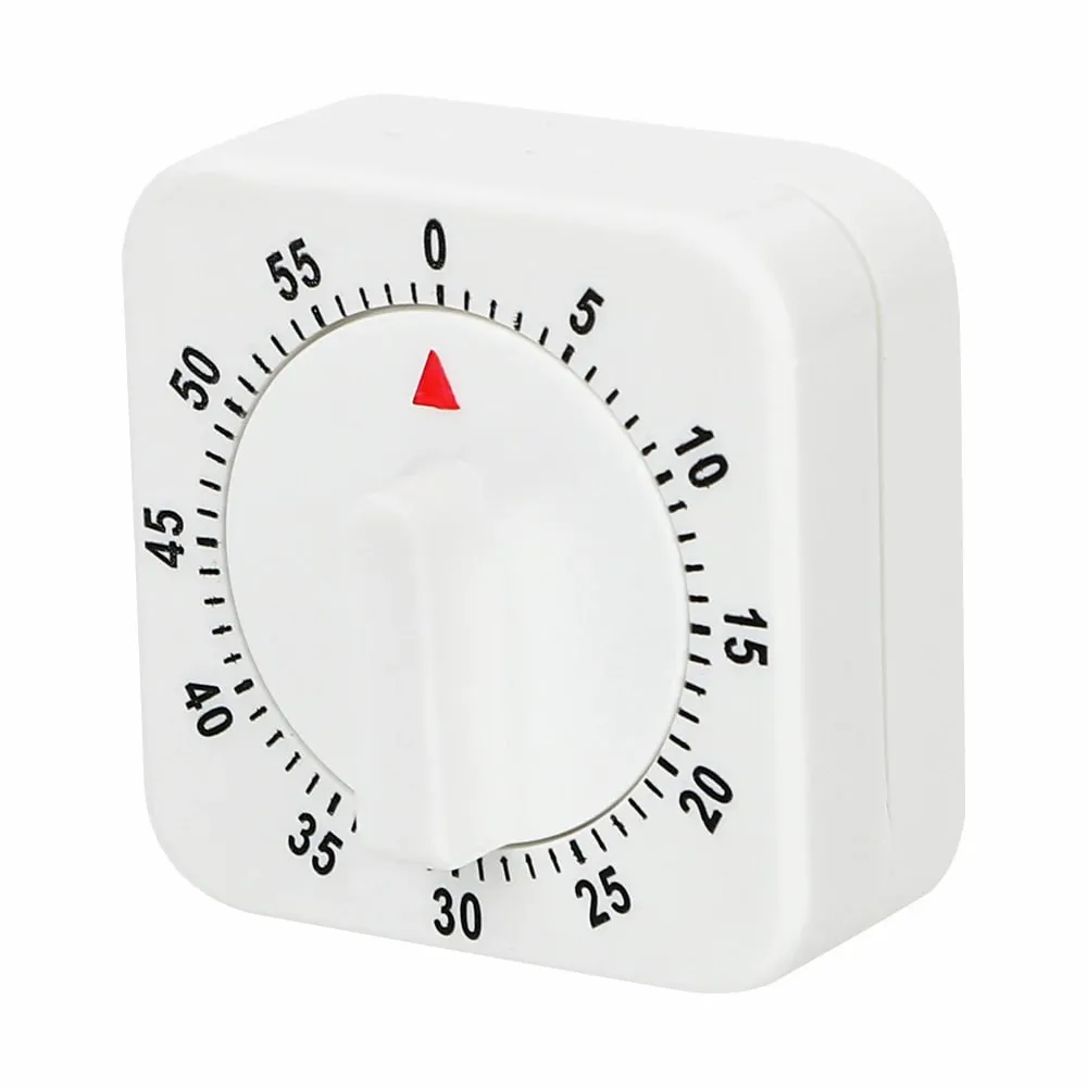 Praktisk 60 minutter køkkentimer madlavningsværktøj Hvid firkantet mekanisk timer nedtællingsalarmpåmindelse — image 4