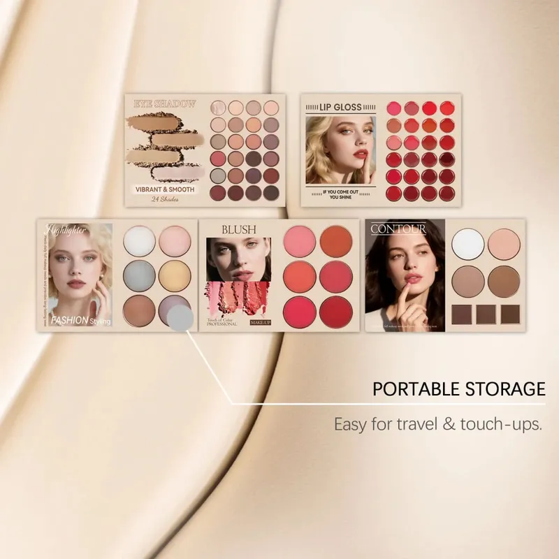 Ensemble de maquillage tout-en-un, pigments naturels, fard à paupières, fard à joues, reflets de Contour, brillant à lèvres, Kit cosmétique complet pour visage, fête quotidienne pour débutant — image 5