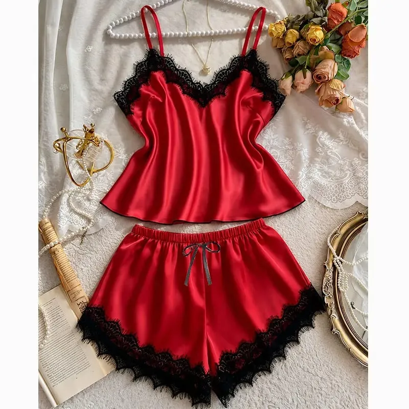 Silky Bra Shorts Pajamas Set Solid Summer Lingerie Women Intimacy Sets Comfortable Seamless Bras Underwear Satin Home Apparel — image 9