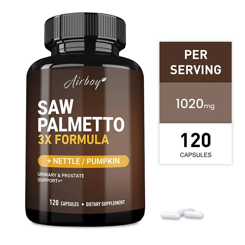 Saw Palmetto Capsules - with Stinging Nettle + Pumpkin Seed Supports Urinary and Prostate Health Improves Sleep Non-GMO — image 1