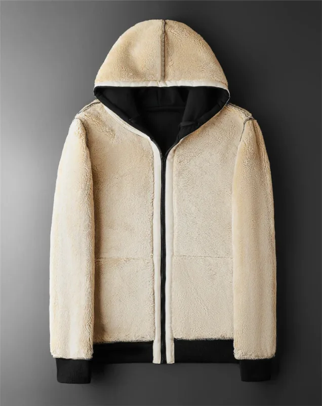 Men Winter Lambswool Zipper Hoodies Cotton Jacket Men's Thicker Plus Size Warm Jacket Top Fleece Black Coats Male Jackets — image 6
