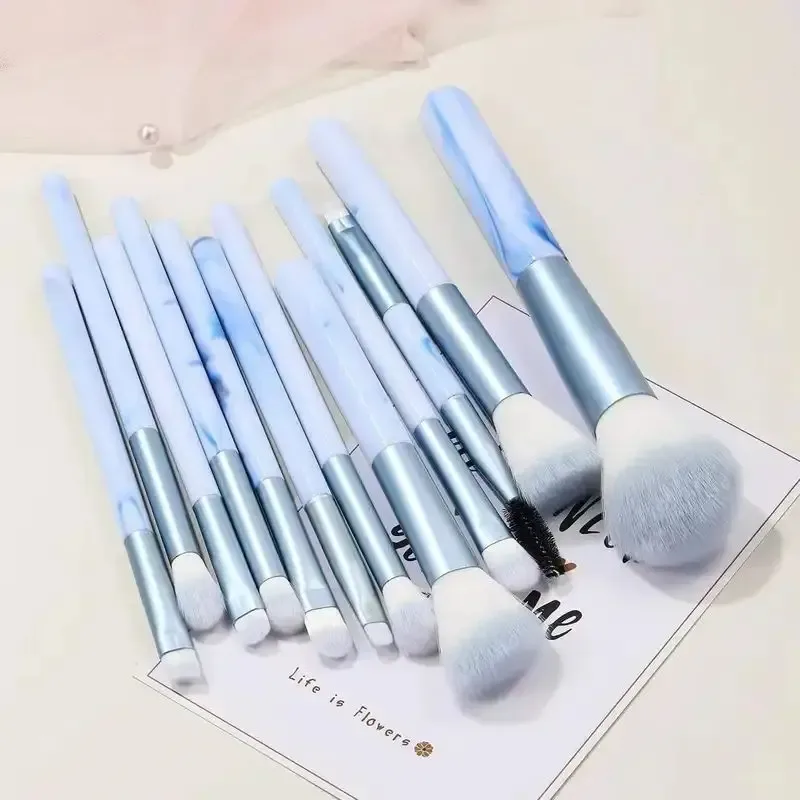 12Pcs Blue Makeup Brushes Set Professional Foundation Powder Blending Blush Concealer Synthetic Fiber Bristles Brush — image 4
