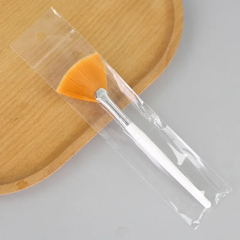 5 pezzi Pennelli a ventaglio Pennelli per il viso Pennelli per trucco morbidi Strumenti per applicatori cosmetici Manico in legno e fibra morbida per maschera peeling — image 8