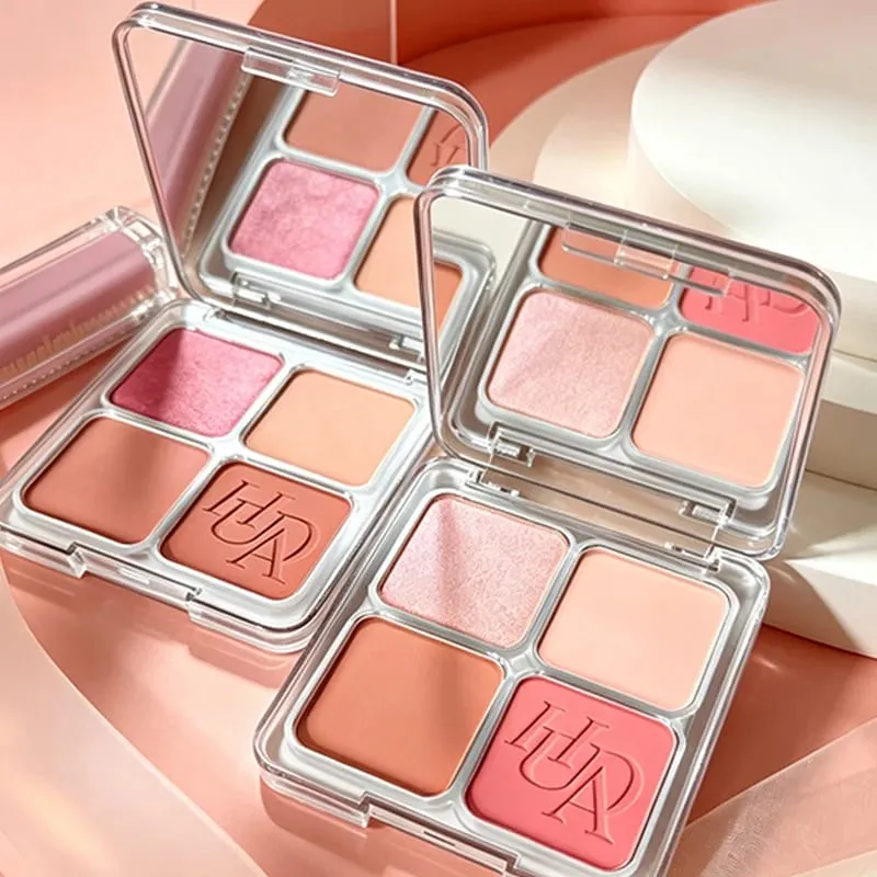 Populaire lipgloss is glad en gemakkelijk aan te brengen Matte non-stick cuppoeder is fijne en langdurige make-up 4 kleuren Blusher-product — image 6