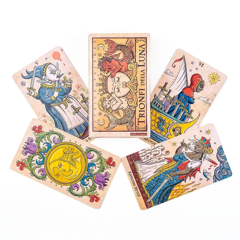 Trionfi Della Luna Tarot Russian Visions 81Pcs Divination Fate Tarot Oracle Cards Party Entertainment Board Game Cards 10.3*6Cm